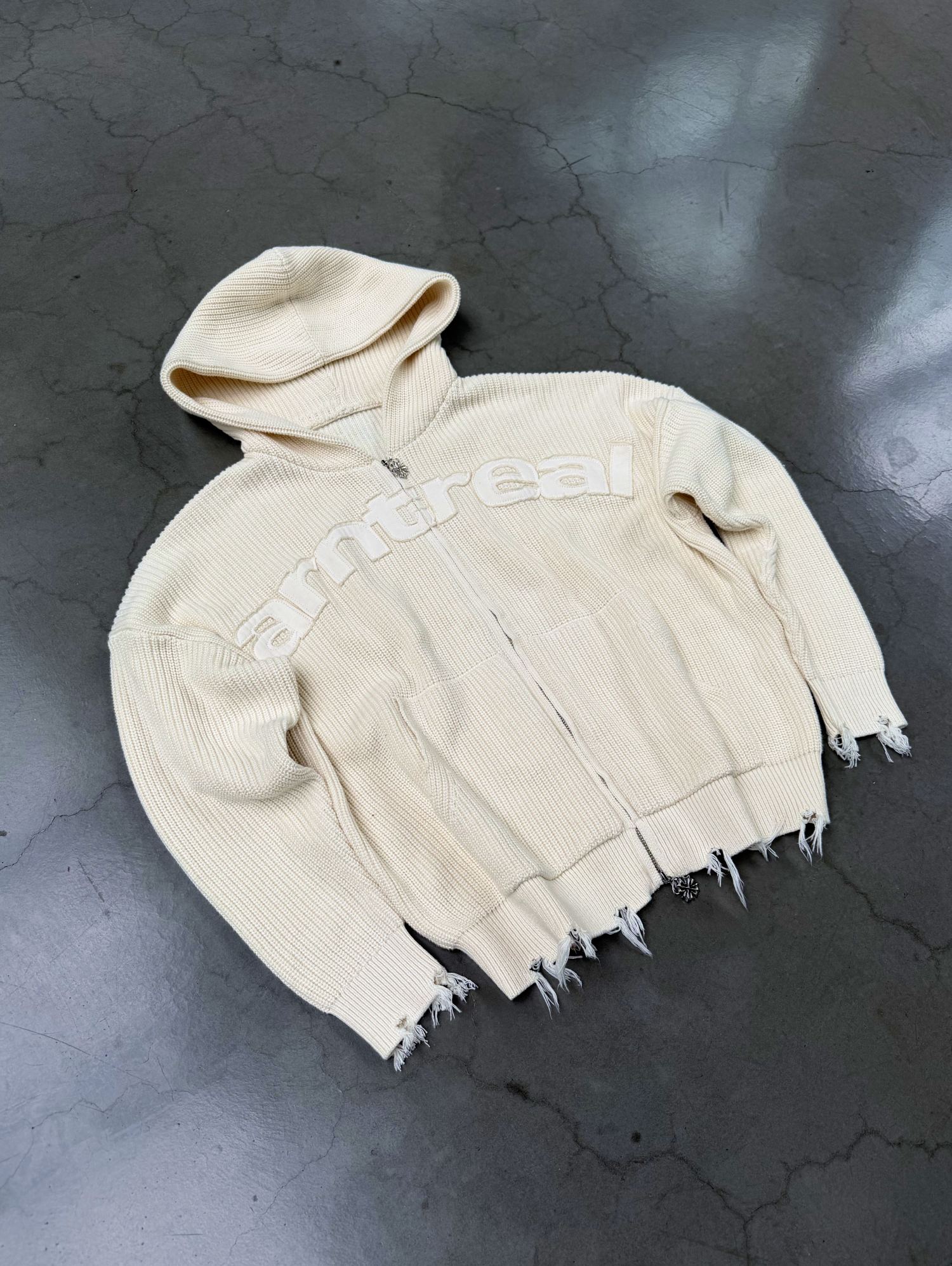 Patch Beige Knit Zipper