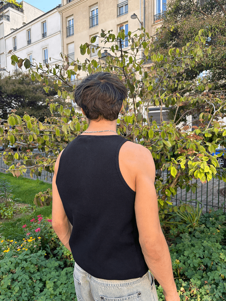 Waffle Tank Top Black