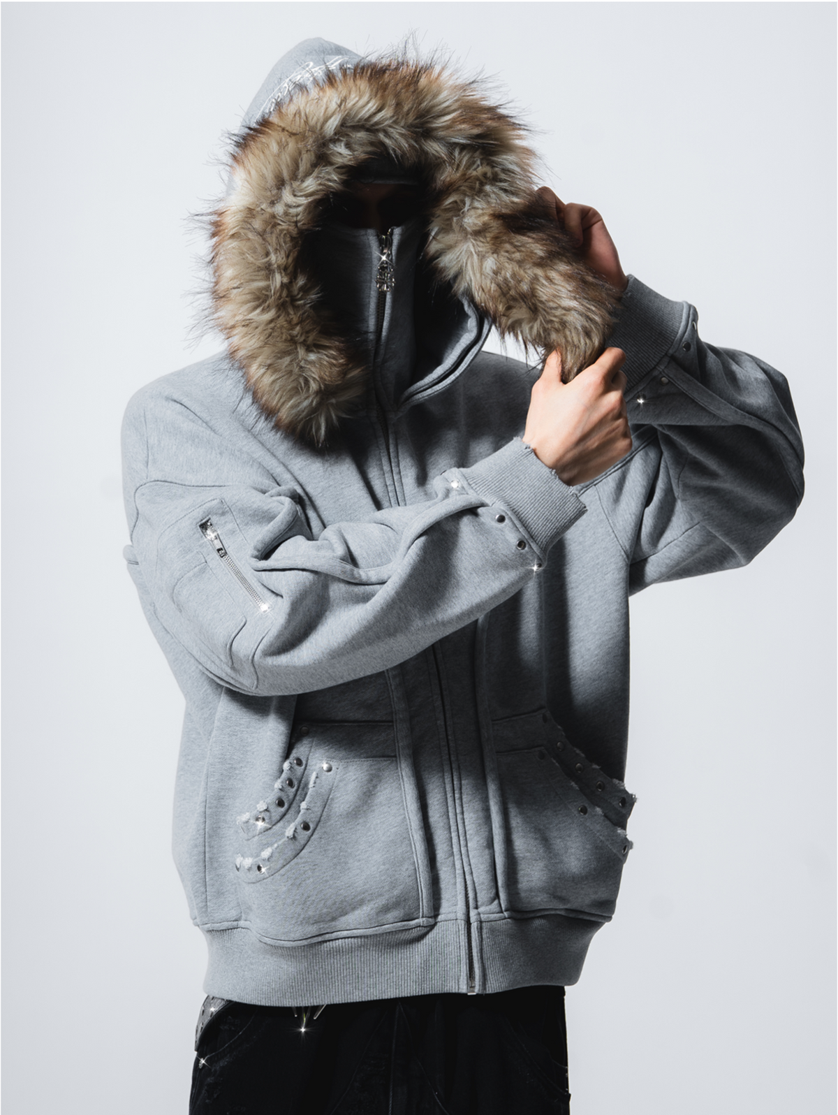 Fur Phantom Hoodie Gray