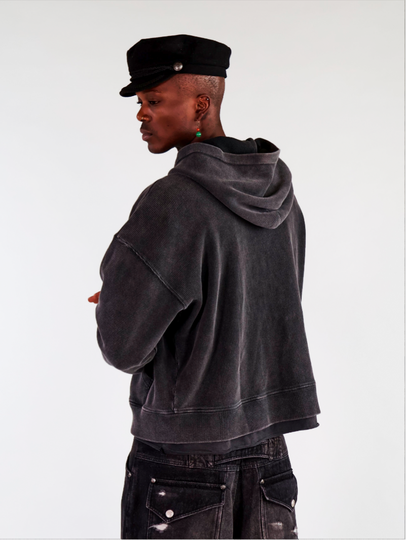 Waffle Wash Black Hoodie