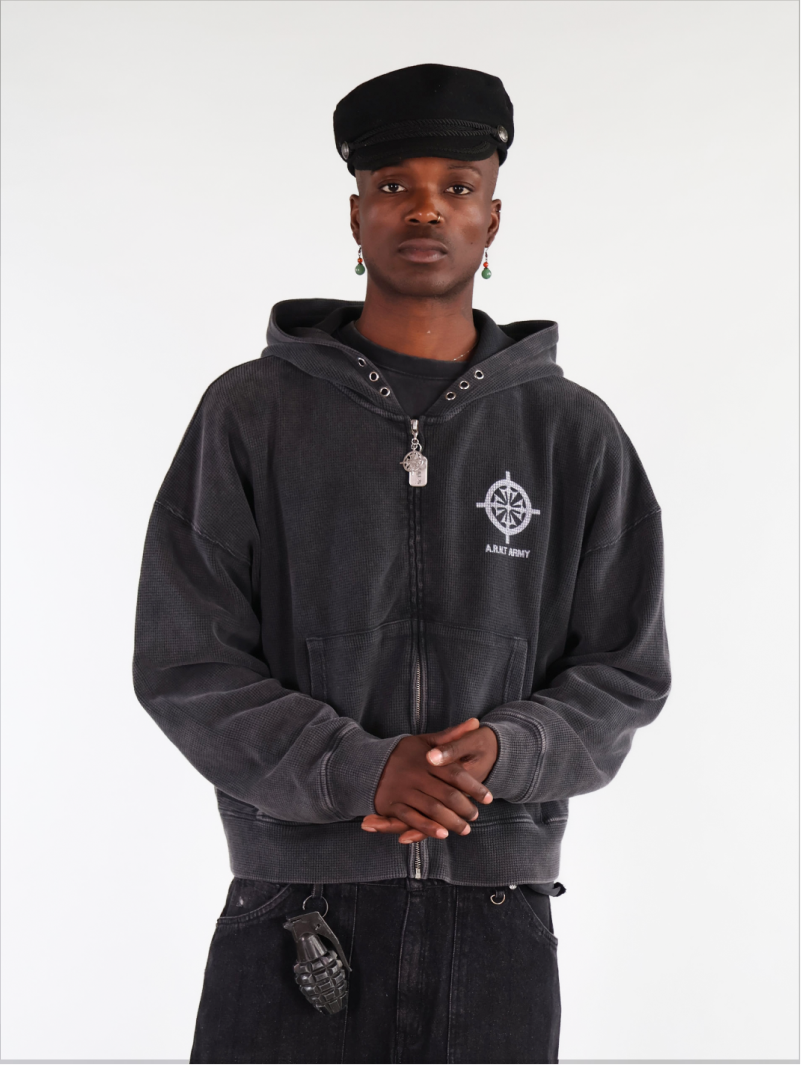 Waffle Wash Black Hoodie