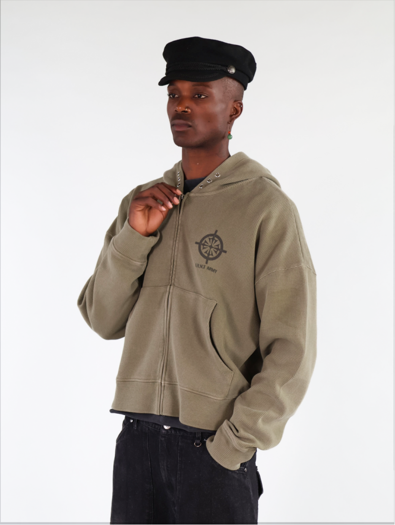 Waffle Olive Hoodie