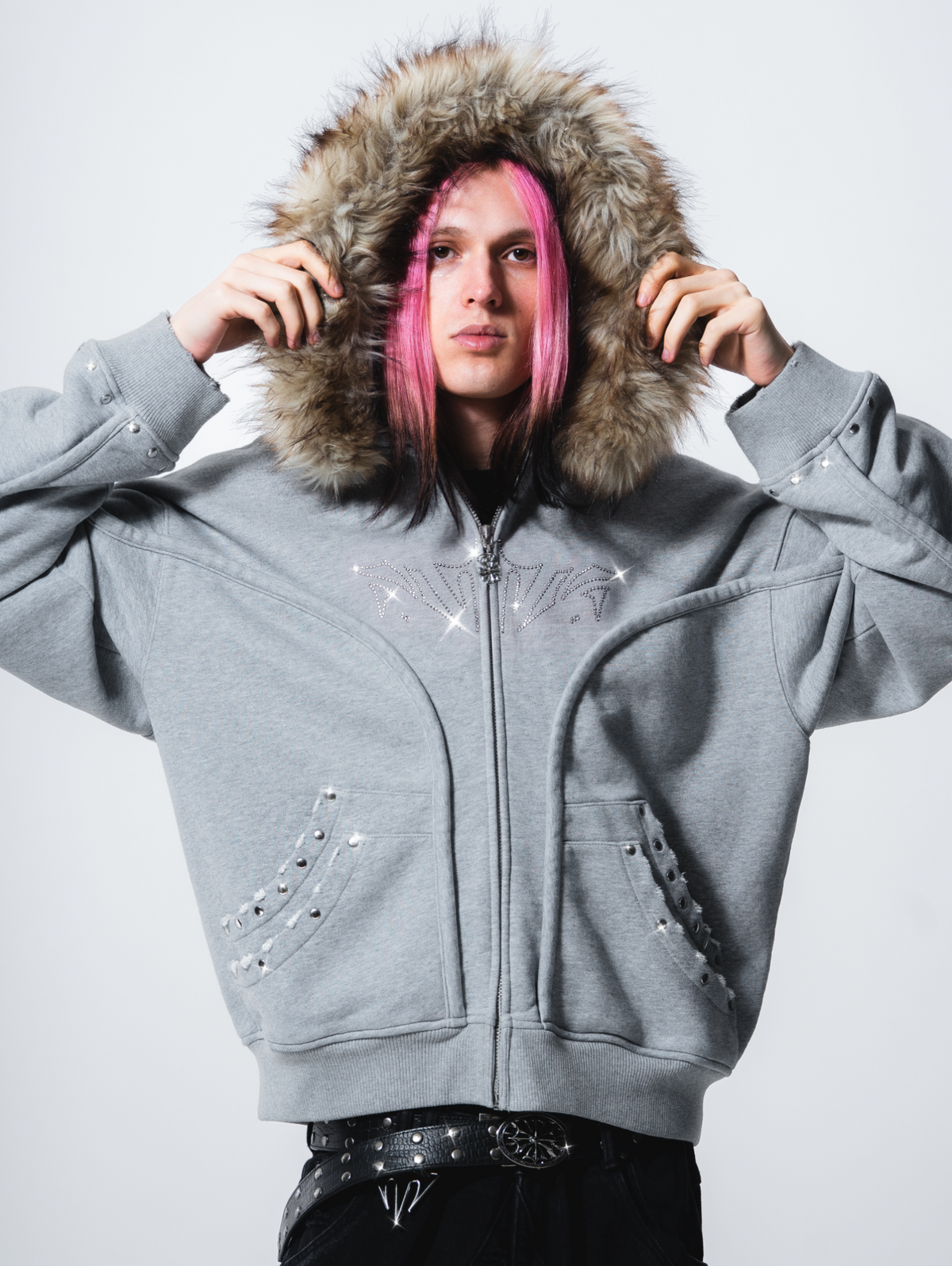 Fur Phantom Hoodie Gray
