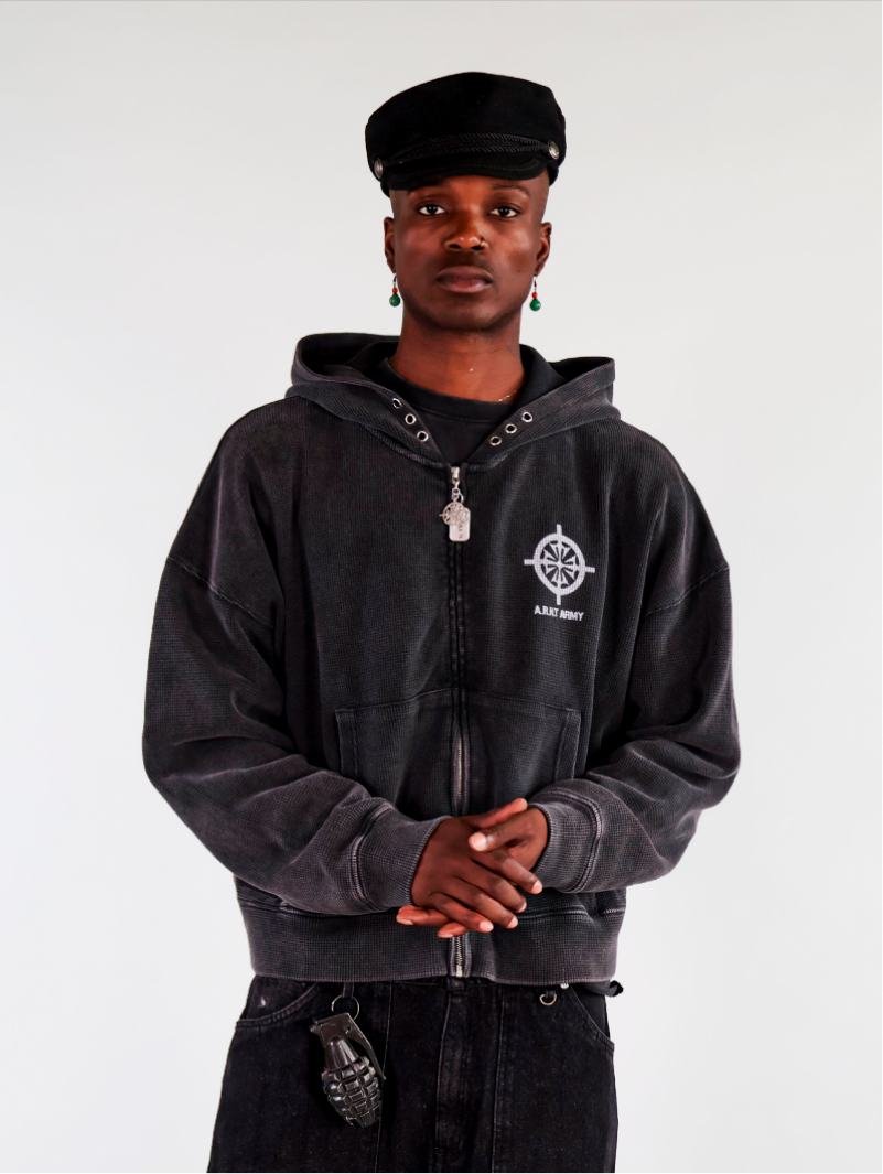 Waffle Wash Black Hoodie